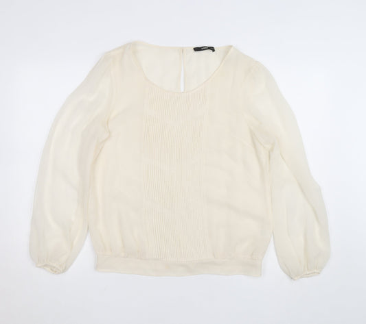 Oasis Women's Ivory Chiffon Pleated Blouse Size 14