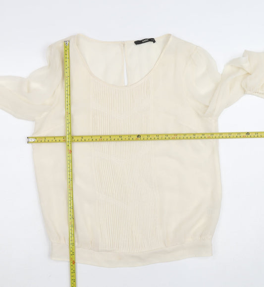 Oasis Women's Ivory Chiffon Pleated Blouse Size 14