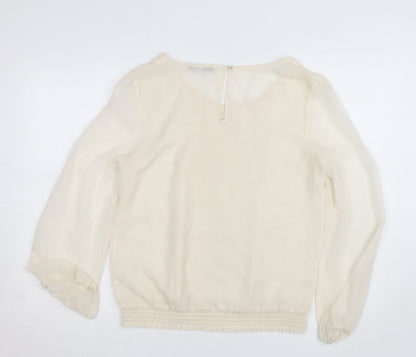 Oasis Women's Ivory Chiffon Pleated Blouse Size 14