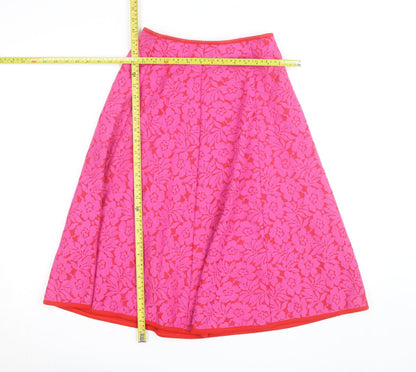 Savida Women's Pink Floral Lace A-Line Knee Length Skirt Size S