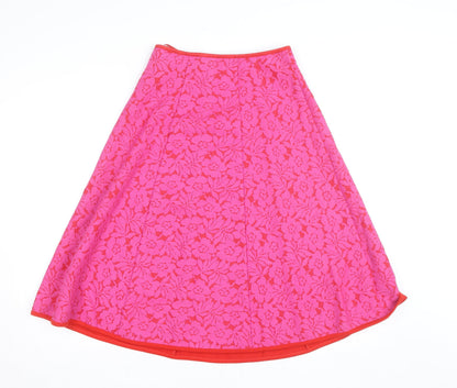Savida Women's Pink Floral Lace A-Line Knee Length Skirt Size S