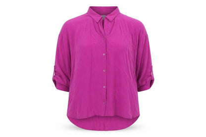 Maeve Women's Purple Rayon Tunic Blouse L 3/4 Sleeve Collared