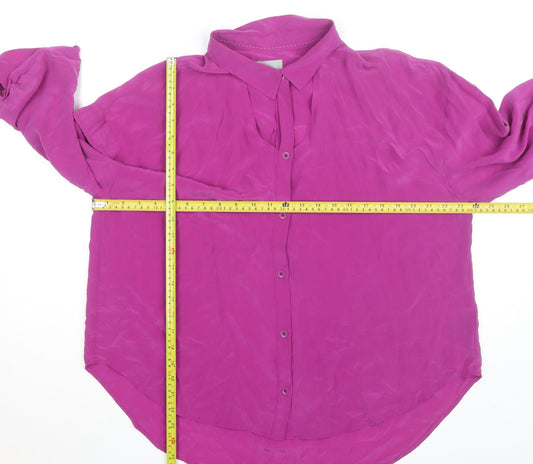 Maeve Women's Purple Rayon Tunic Blouse L 3/4 Sleeve Collared
