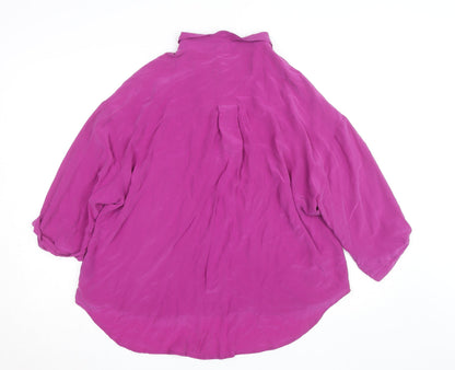 Maeve Women's Purple Rayon Tunic Blouse L 3/4 Sleeve Collared