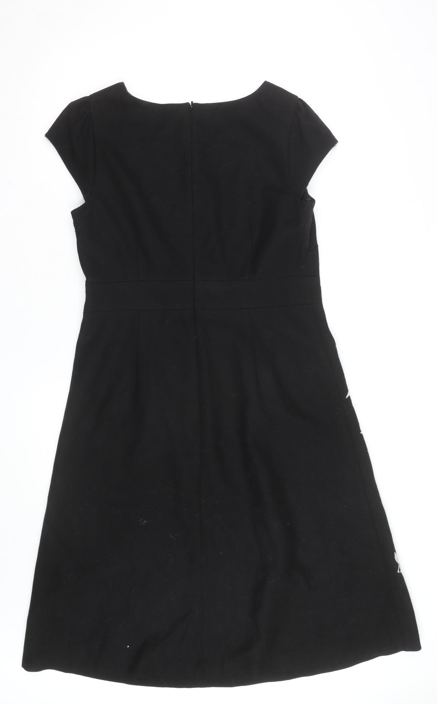 Marks and Spencer Per Una Black Floral Embroidered A-Line Dress Size 14
