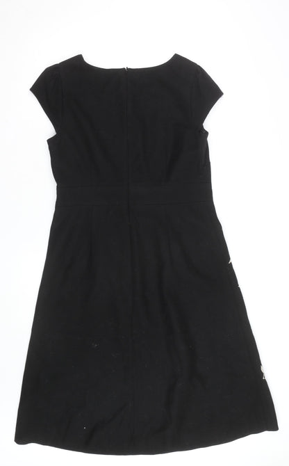 Marks and Spencer Per Una Black Floral Embroidered A-Line Dress Size 14