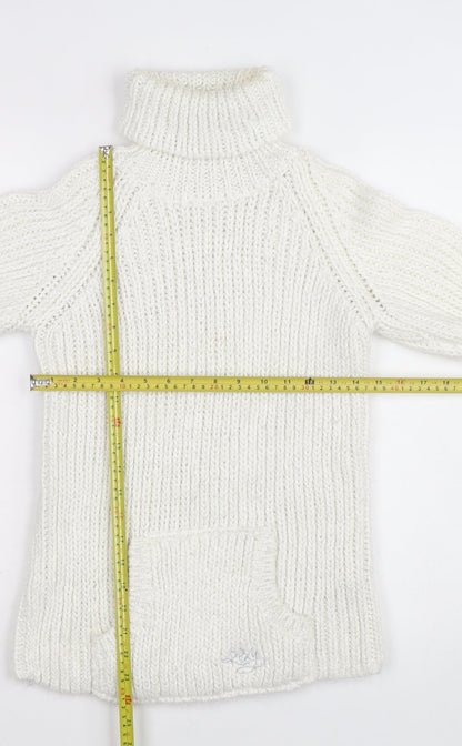 Roxy Women’s White Chunky Knit Roll Neck Jumper Size M