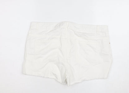 Denim Co Women White Cotton Cut-Off Shorts Size 16