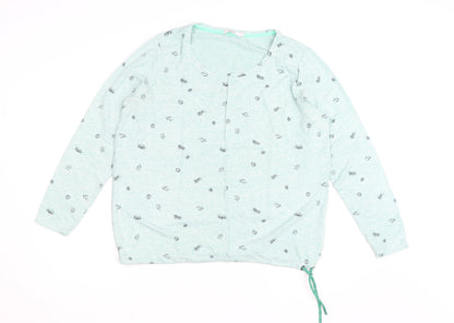 Cecil Womens Green Scoop Neck Long Sleeve Graphic Pullover Jumper Size L