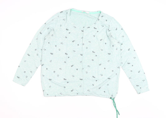Cecil Womens Green Scoop Neck Long Sleeve Graphic Pullover Jumper Size L