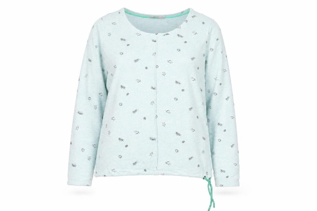 Cecil Womens Green Scoop Neck Long Sleeve Graphic Pullover Jumper Size L