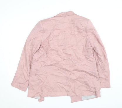 Next Women Pink Linen Blend Single-Breasted Blazer UK 10