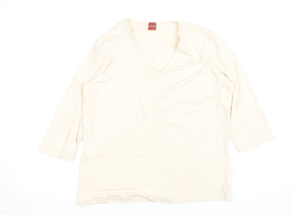 Olsen Women's Ivory V-Neck 3/4 Sleeve Jersey T-Shirt Size 16