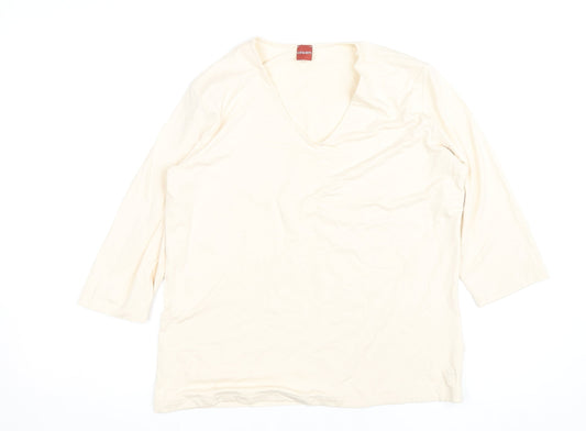 Olsen Women's Ivory V-Neck 3/4 Sleeve Jersey T-Shirt Size 16