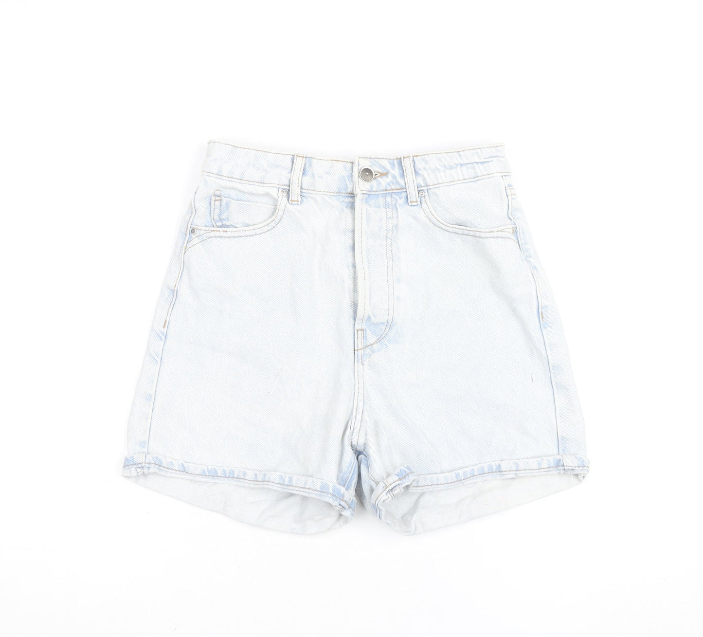 Zara Women Blue Denim High Waisted Mom Shorts Size 6