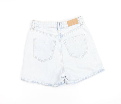 Zara Women Blue Denim High Waisted Mom Shorts Size 6