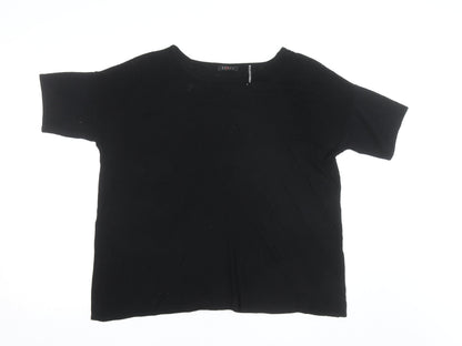 CYRUS Women's Black Knit Short Sleeve Crew Neck Top XL