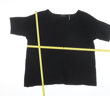 CYRUS Women's Black Knit Short Sleeve Crew Neck Top XL
