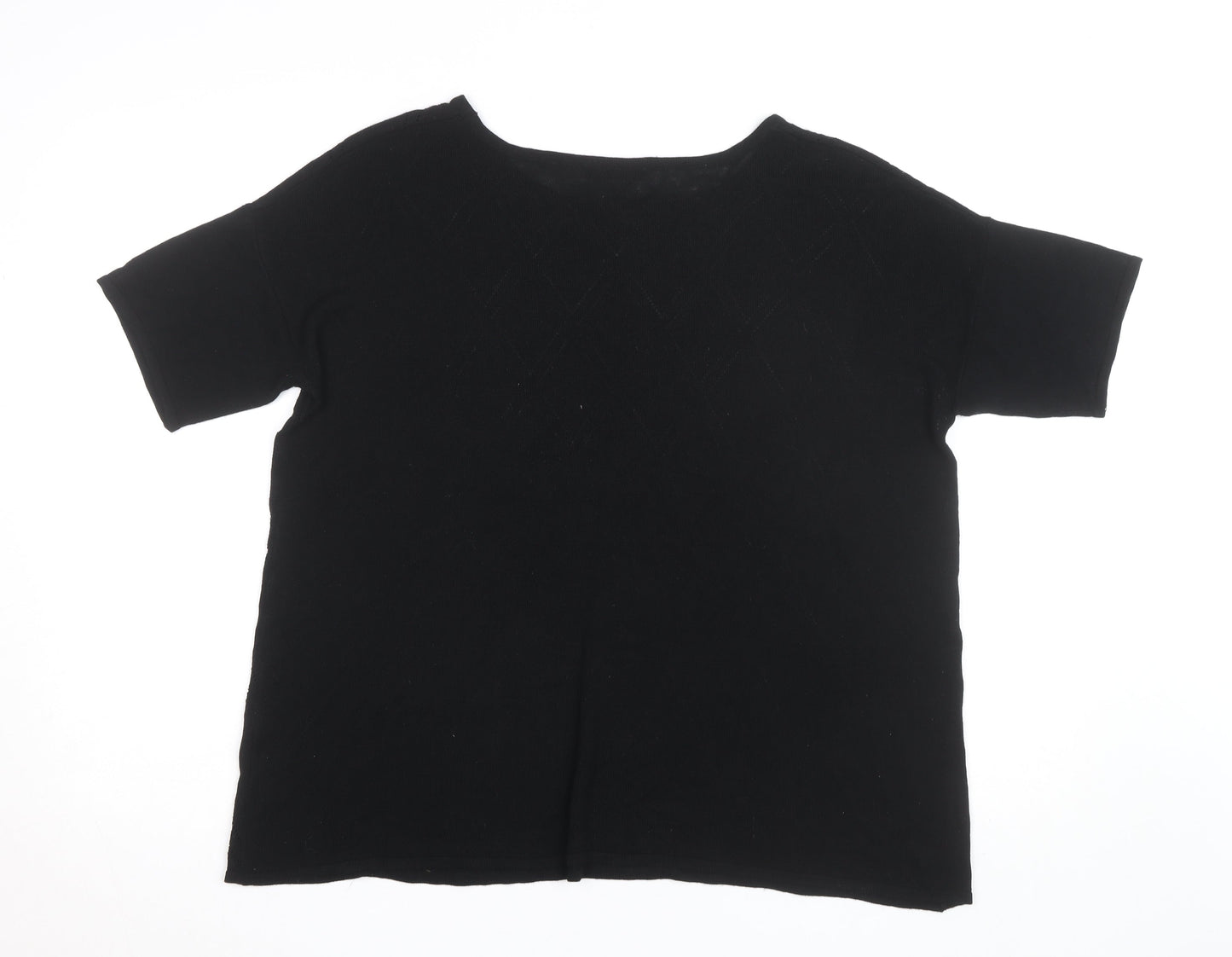 CYRUS Women's Black Knit Short Sleeve Crew Neck Top XL