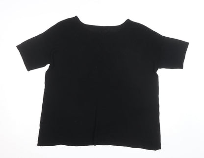 CYRUS Women's Black Knit Short Sleeve Crew Neck Top XL