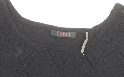 CYRUS Women's Black Knit Short Sleeve Crew Neck Top XL