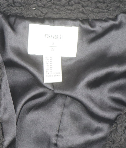 Forever 21 Women’s Black Fleece Long Coat Size M