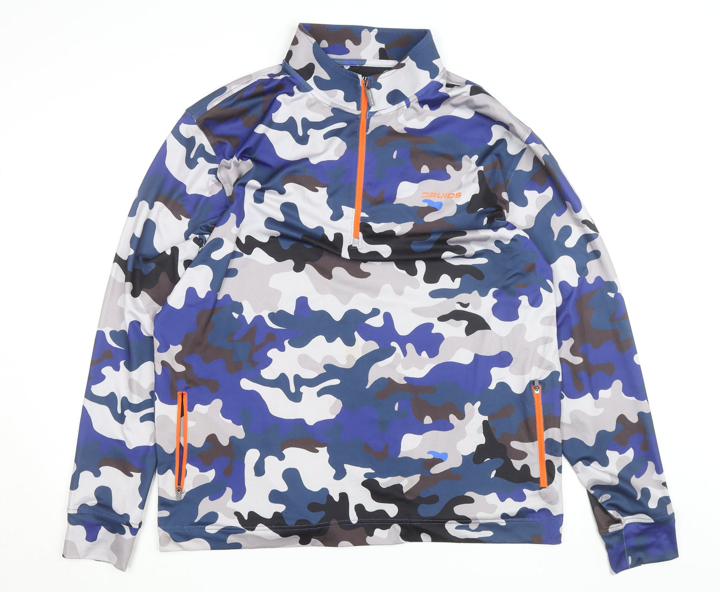 Druids Men's Blue Camouflage XL 1/4 Zip Track Jacket