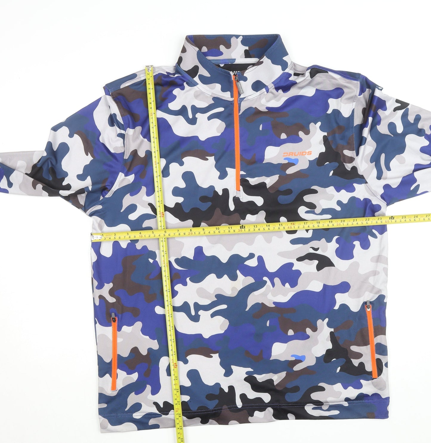 Druids Men's Blue Camouflage XL 1/4 Zip Track Jacket
