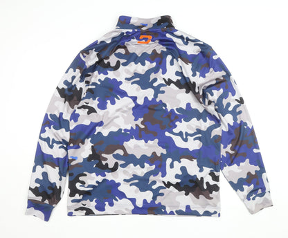 Druids Men's Blue Camouflage XL 1/4 Zip Track Jacket