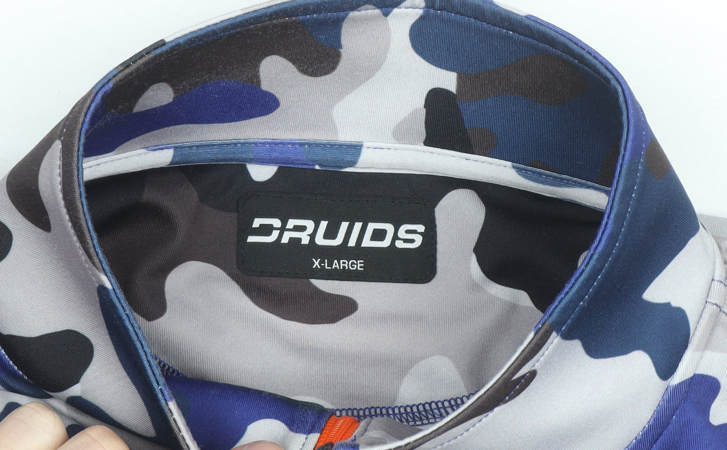Druids Men's Blue Camouflage XL 1/4 Zip Track Jacket
