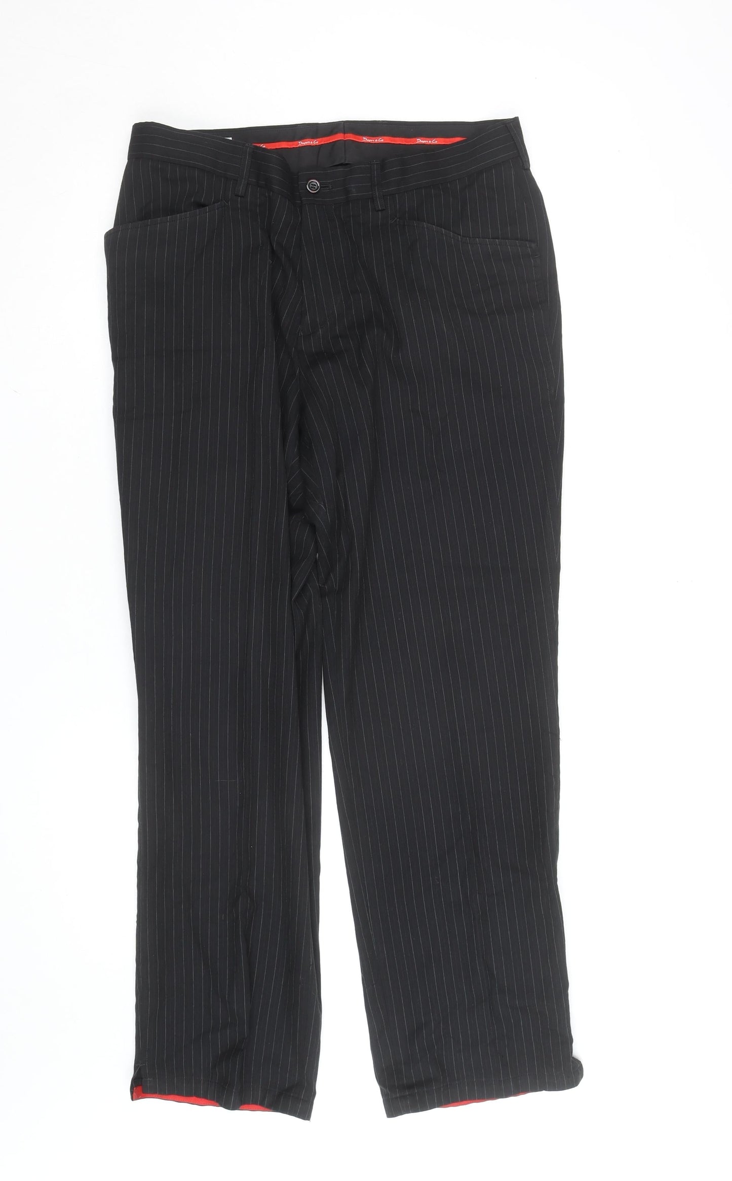 Dwyers & Co Men's Black Pinstripe Slim Fit Dress Trousers UK 34