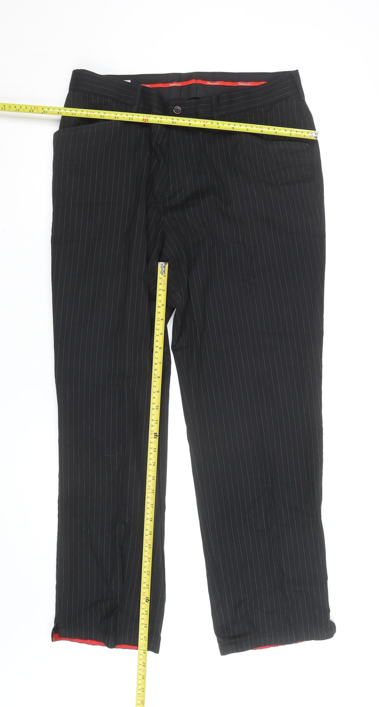 Dwyers & Co Men's Black Pinstripe Slim Fit Dress Trousers UK 34