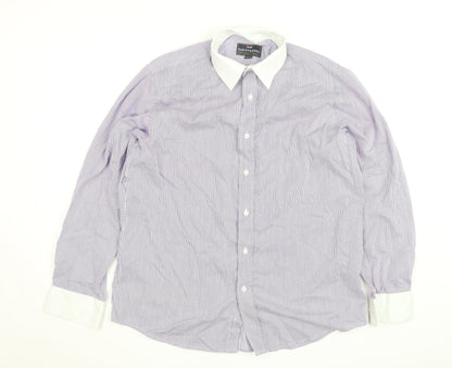 Harvey & Jones Women's Purple Striped Long Sleeve Button-Up Shirt Size 16