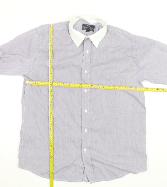 Harvey & Jones Women's Purple Striped Long Sleeve Button-Up Shirt Size 16