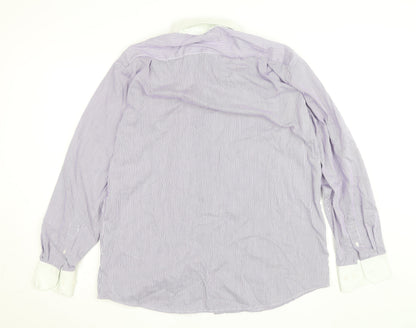 Harvey & Jones Women's Purple Striped Long Sleeve Button-Up Shirt Size 16