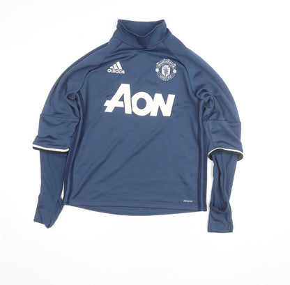 Adidas Boys Blue Manchester United Long Sleeve Training Top 13-14 Years