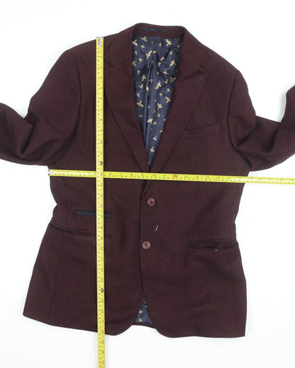 Charles Tyrwhitt Women's Brown Wool Blazer UK 14 Classic Lined Jacket