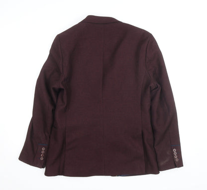 Charles Tyrwhitt Women's Brown Wool Blazer UK 14 Classic Lined Jacket