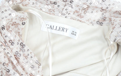 Gallery Women’s Beige Sequin Wrap Blouse UK 20 Long Sleeve Elegant Top