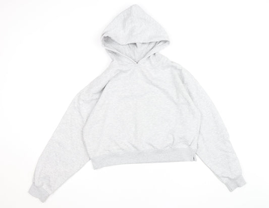 Stradivarius Women’s Grey Pullover Hoodie Size S - Soft Fleece Casual