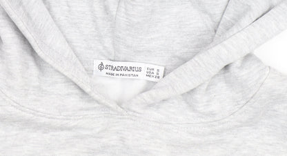 Stradivarius Women’s Grey Pullover Hoodie Size S - Soft Fleece Casual