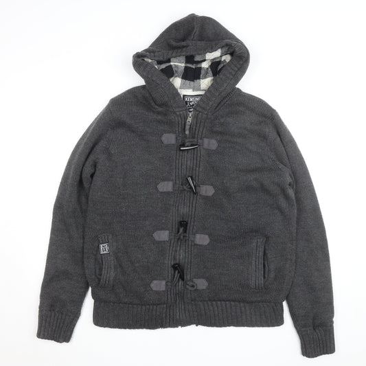 Kensington Dockside Men's Grey Hooded Toggle Cardigan Jumper Size L