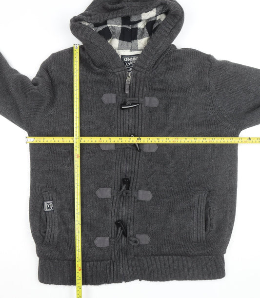 Kensington Dockside Men's Grey Hooded Toggle Cardigan Jumper Size L
