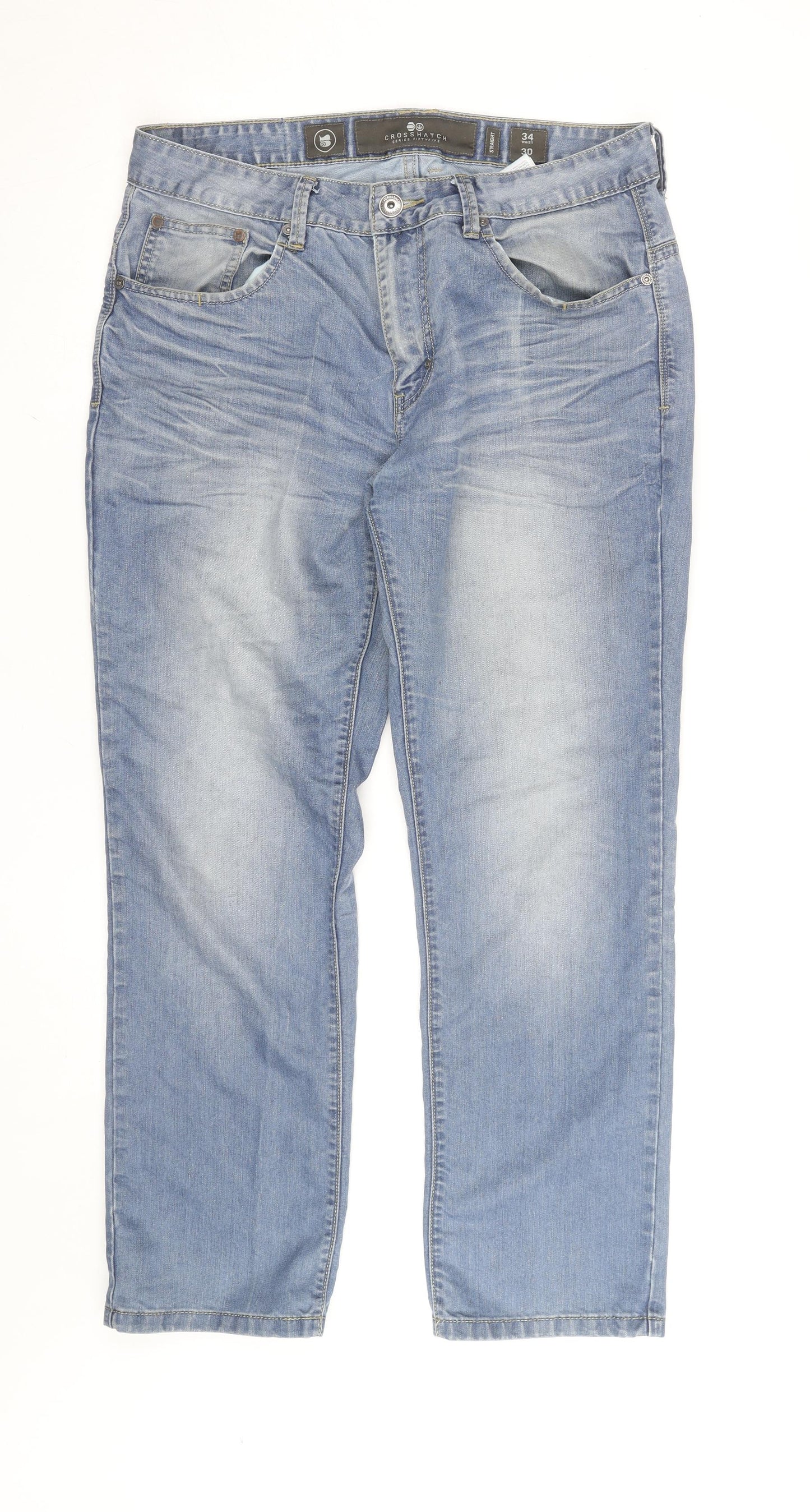Crosshatch Men's Blue Straight Leg Denim Jeans W34 L30