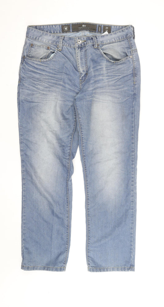 Crosshatch Men's Blue Straight Leg Denim Jeans W34 L30