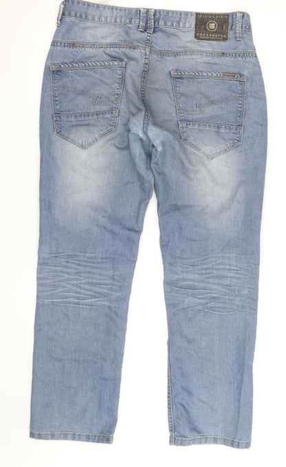Crosshatch Men's Blue Straight Leg Denim Jeans W34 L30