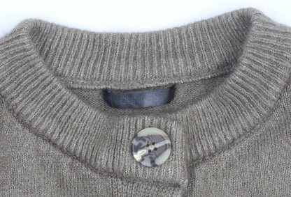 Dunnes Women Brown Wool Blend Crew Neck Cardigan Size M