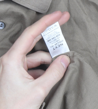 Next Mens Beige Regular Fit Long Sleeve Dress Shirt 16.5R