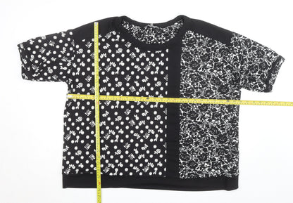 Next Women's Plus Size 22 Black Floral Polka Dot Short Sleeve T-Shirt