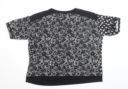 Next Women's Plus Size 22 Black Floral Polka Dot Short Sleeve T-Shirt